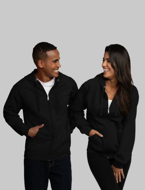 FRUIT OF THE LOOM EVERSOFT FLEECE FULL ZIP HOODIE SWEATSHIRT